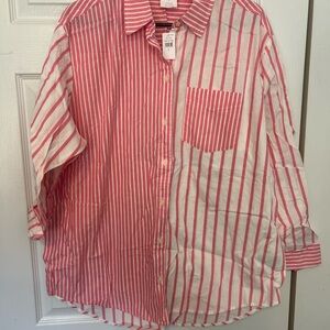 Pink and White Oversized Button-Down (NWT)